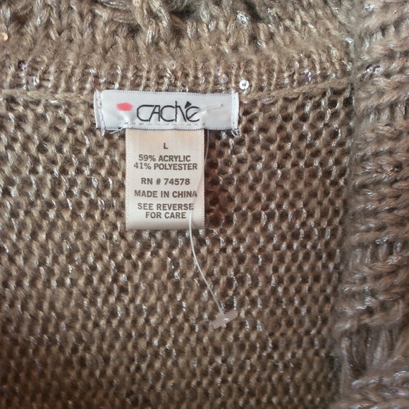 Loose Fussy Knit Fringe Sequins Cowl Neck Dolman - Picture 2 of 3